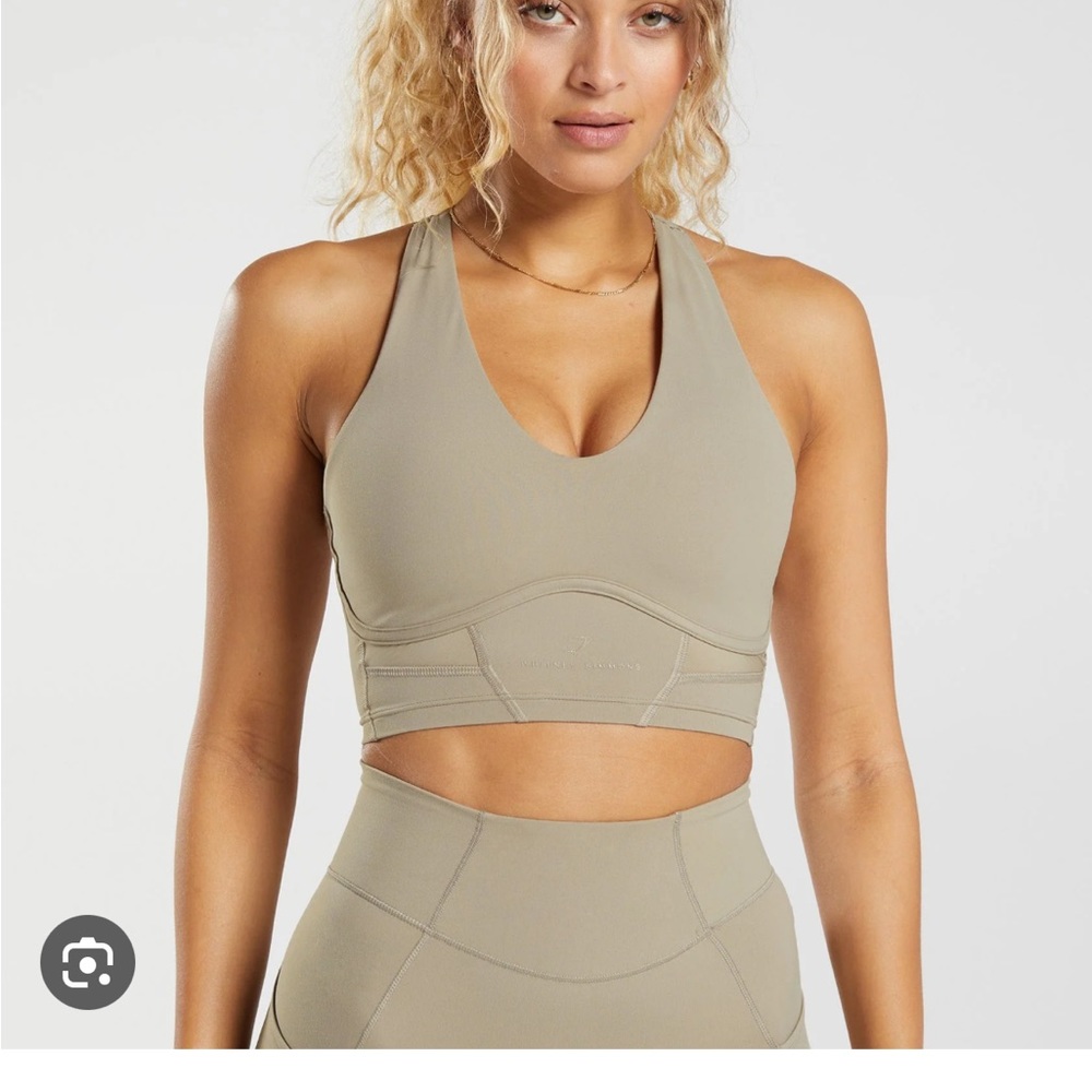 Gymshark x Whitney Simmons longline bra - cement brown.